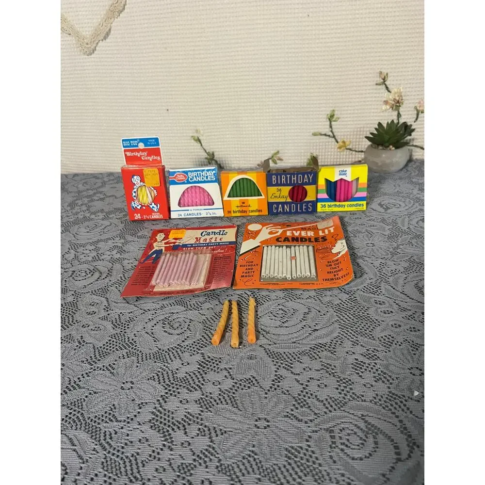 Vintage Birthday Candle Lot Big Top Betty Crocker Cake Mate Emkay Hallmark Retro